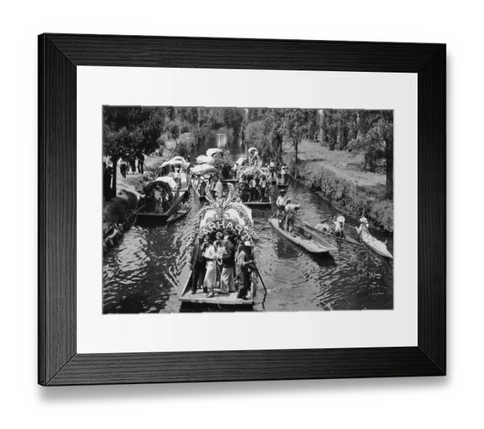 Framed Print : Amelia Earhart Aboard Boat in Floating Gardens Framed Print : Amelia Earhart Aboard Boat in Floating Gardens