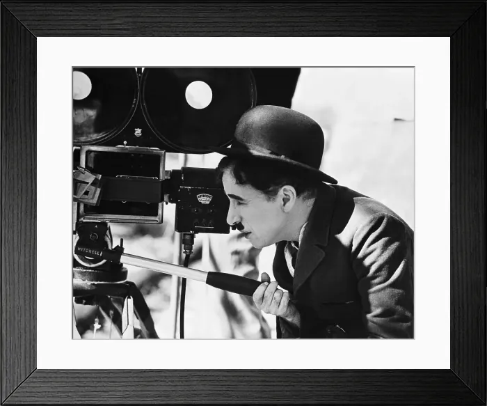 Framed Print : Charlie Chaplin Behind Movie Camera Framed Print : Charlie Chaplin Behind Movie Camera