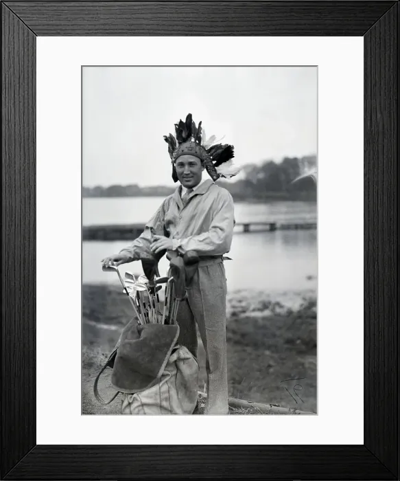 Framed Print : Ky Laffoon Wearing Indian Headdress Framed Print : Ky Laffoon Wearing Indian Headdress
