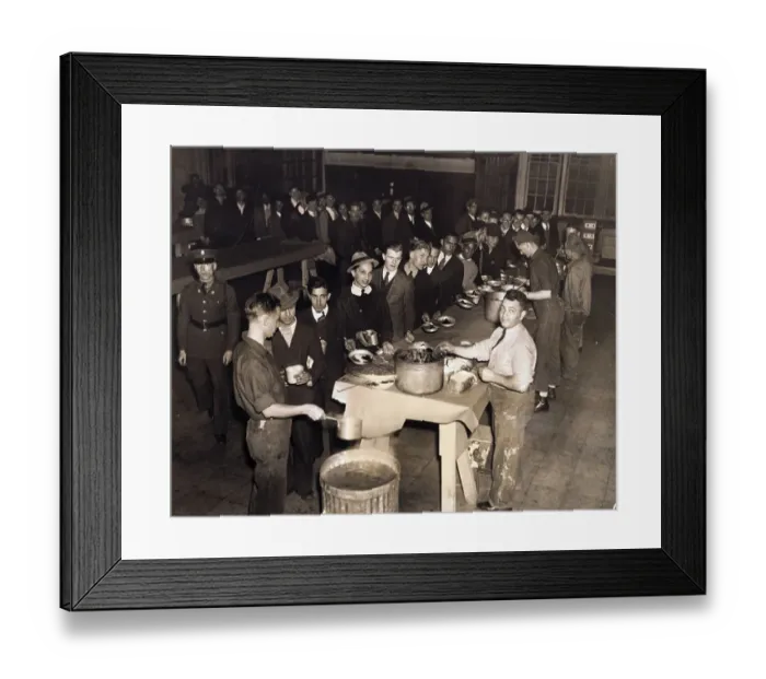 Framed Print : Civilian Conservation Corps Recruits Having Meal Framed Print : Civilian Conservation Corps Recruits Having Meal