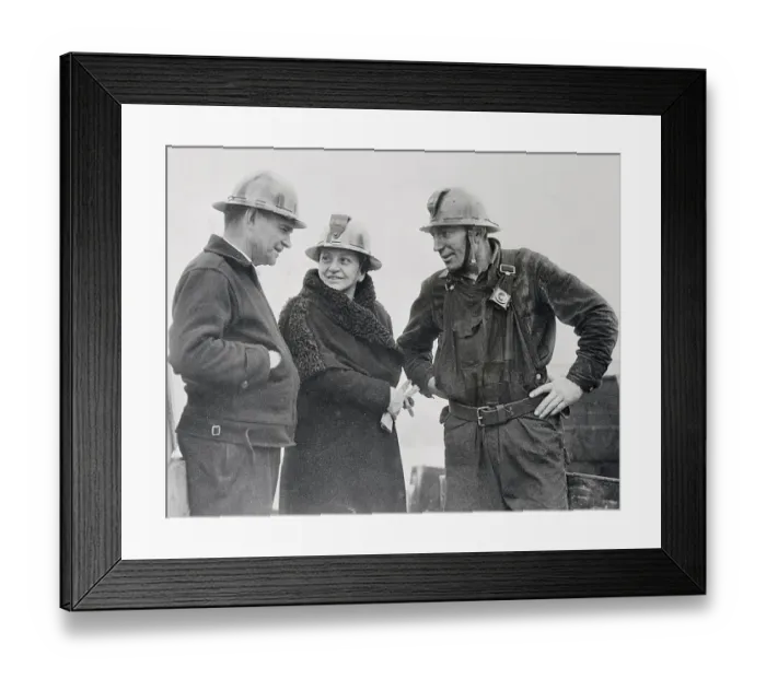 Framed Print : Labor Secratery Frances Perkins Visits Golden Gate Bridge Construction Framed Print : Labor Secratery Frances Perkins Visits Golden Gate Bridge Construction
