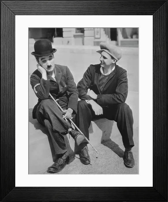 Framed Print : Charlie Chaplin and Jackie Coogan Reenacting a Movie Scene Framed Print : Charlie Chaplin and Jackie Coogan Reenacting a Movie Scene
