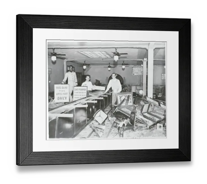 Framed Print : Men Posing in Destroyed Night Club Framed Print : Men Posing in Destroyed Night Club