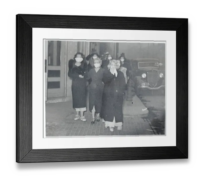 Framed Print : Women Wearing Masks During Dust Storm Framed Print : Women Wearing Masks During Dust Storm