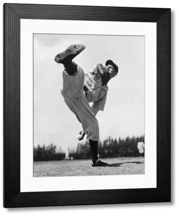 Framed Print : Lefty Gomez with Leg Raised to Pitch Framed Print : Lefty Gomez with Leg Raised to Pitch