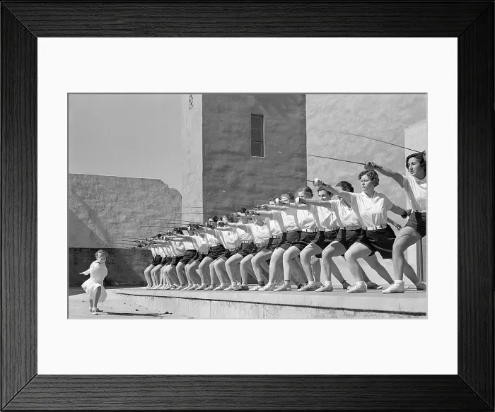 Framed Print : Girls in Fencing Position Framed Print : Girls in Fencing Position