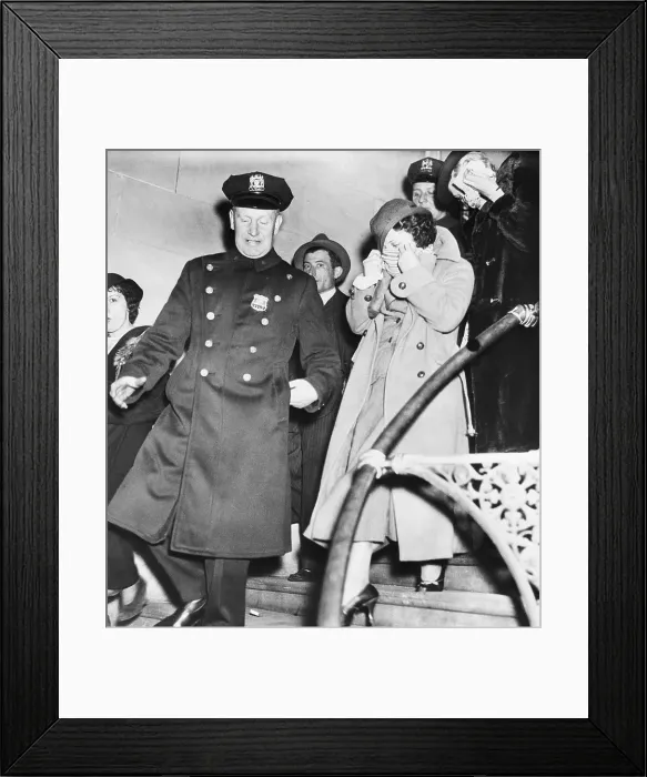 Framed Print : Police Lead Polly Adler Who Covers Face Framed Print : Police Lead Polly Adler Who Covers Face