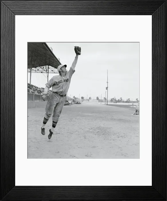 Framed Print : Sammy Byrd Reaching for Catch Framed Print : Sammy Byrd Reaching for Catch