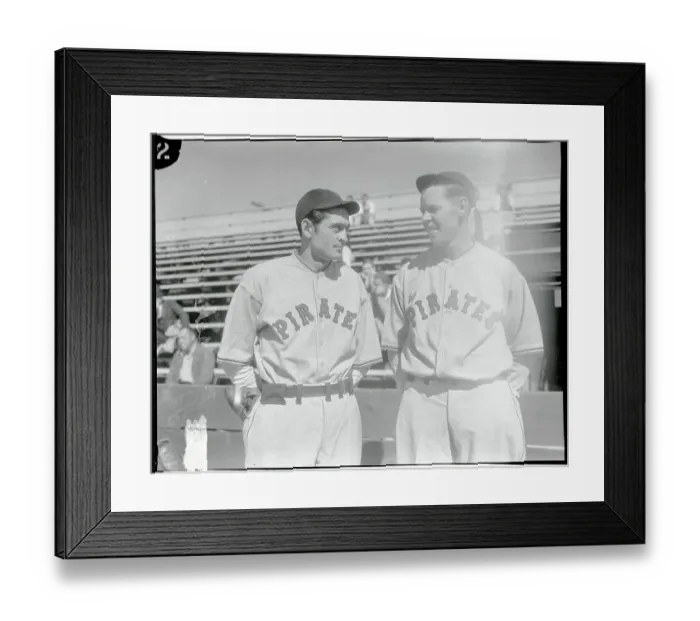 Framed Print : Baseball Players Guy Bush and Babe Herman Conversing Near Stands Framed Print : Baseball Players Guy Bush and Babe Herman Conversing Near Stands