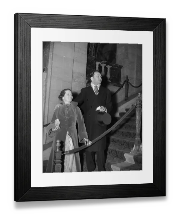 Framed Print : Edward G. Robinson and Wife on Stairs Framed Print : Edward G. Robinson and Wife on Stairs