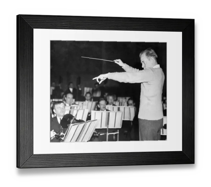 Framed Print : Eugene Ormandy Conducting Orchastra