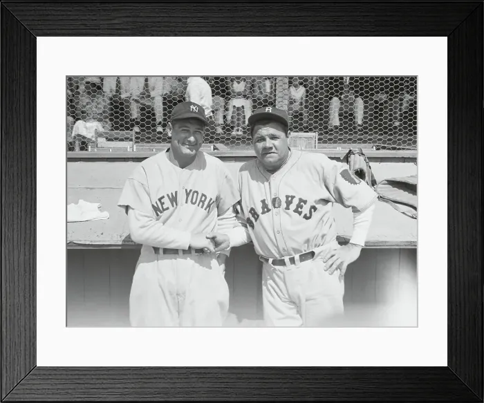 Framed Print : Lou Gehrig Shaking Babe Ruth's Hand on the Field Framed Print : Lou Gehrig Shaking Babe Ruth's Hand on the Field