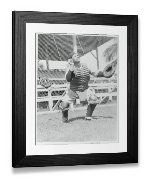 Framed Print : Gus Mancuso in Model Catching Position Framed Print : Gus Mancuso in Model Catching Position