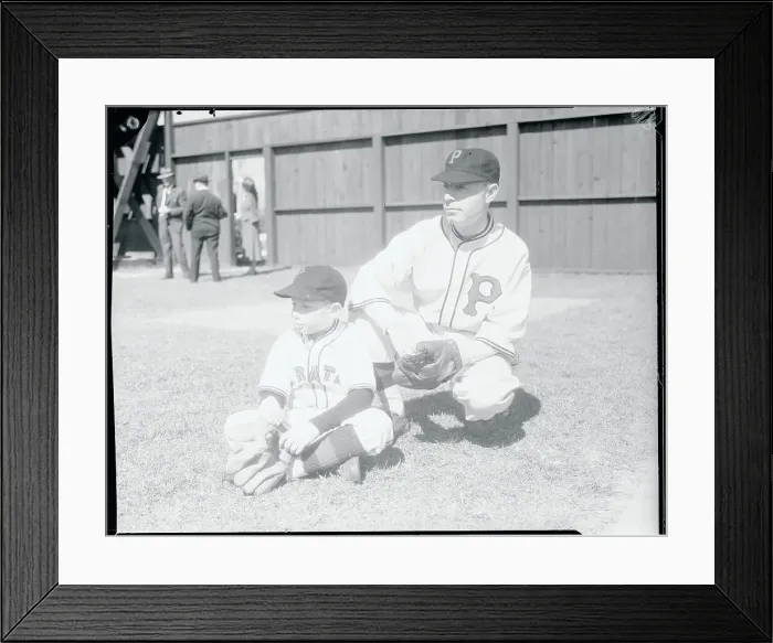Framed Print : Baseball Official William Benswanger and Young Son Posing in Uniforms