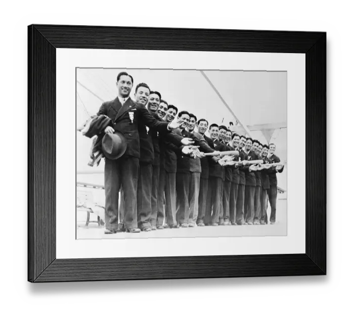 Framed Print : Japanese Baseball Players Posing With Baseball Bats
