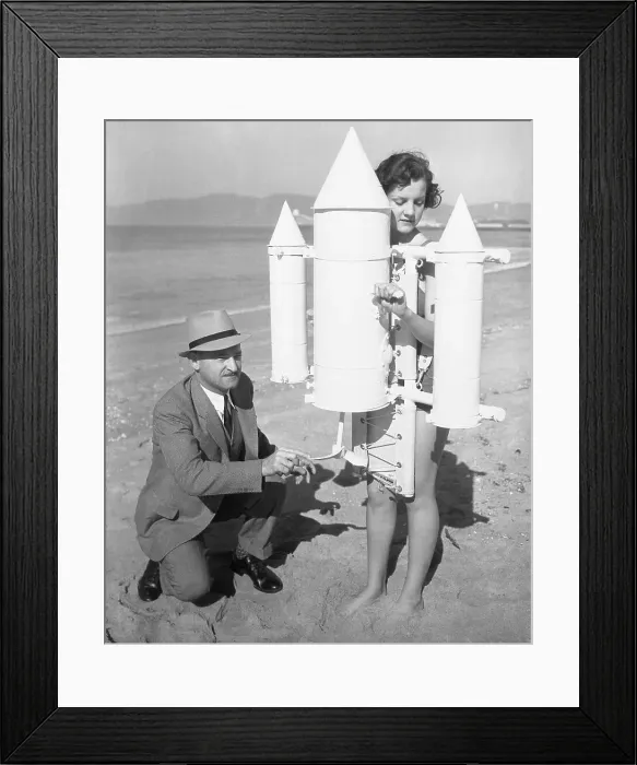 Framed Print : Inventor Preparing to Test His Self Propelled Aquaplane Framed Print : Inventor Preparing to Test His Self Propelled Aquaplane