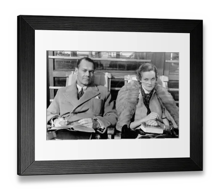 Framed Print : Mr. and Mrs. James Cromwell Posing on Liner Deck Framed Print : Mr. and Mrs. James Cromwell Posing on Liner Deck