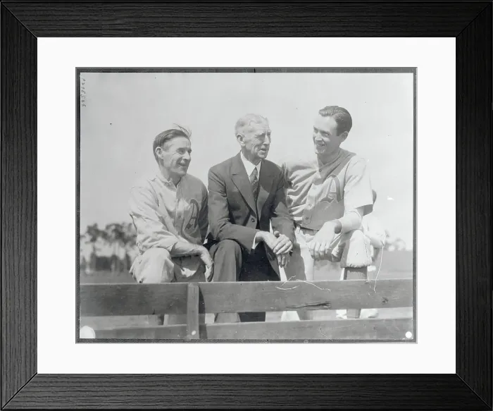 Framed Print : Baseball Professionals of the Mack Family Posing Together at Bench Framed Print : Baseball Professionals of the Mack Family Posing Together at Bench