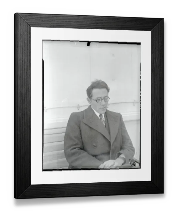 Framed Print : Rocket Scientist Willy Ley Sitting on Bench
