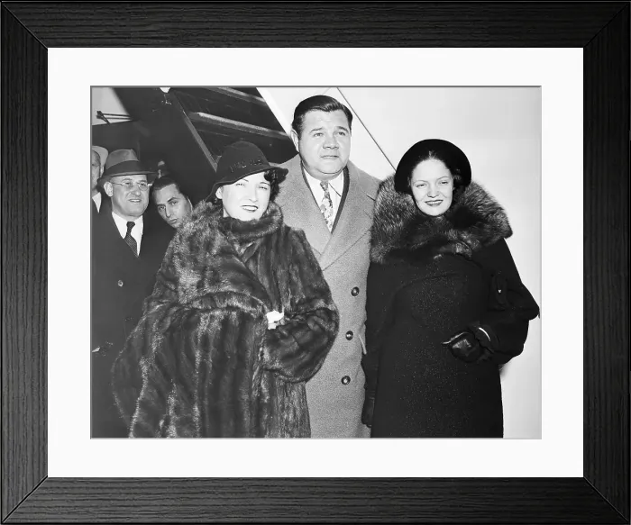 Framed Print : Baseball Player Babe Ruth Posing With His Family on Ship Framed Print : Baseball Player Babe Ruth Posing With His Family on Ship