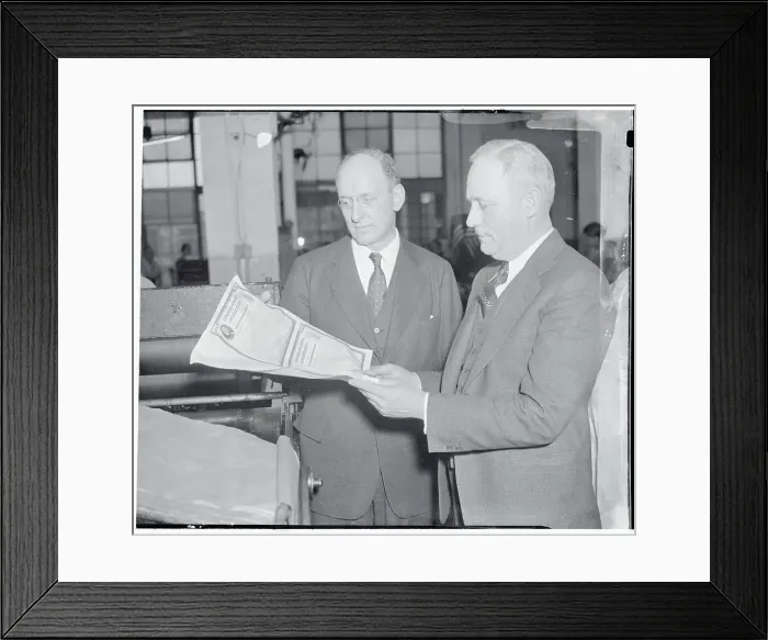 Framed Print : Printing of the First Baby Bond Framed Print : Printing of the First Baby Bond