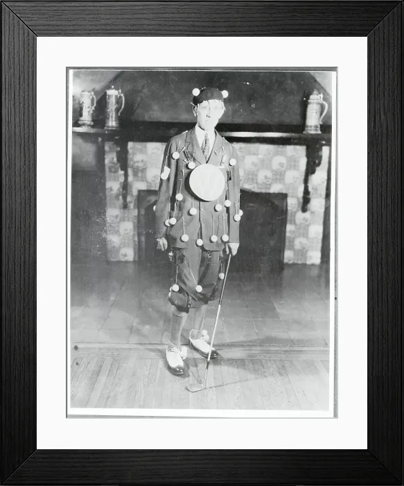 Framed Print : Man Wearing Unusual Costume With Golf Club Framed Print : Man Wearing Unusual Costume With Golf Club
