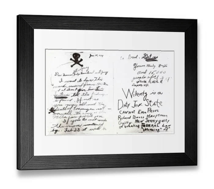 Framed Print : Hate Mail from Lindbergh Case Framed Print : Hate Mail from Lindbergh Case