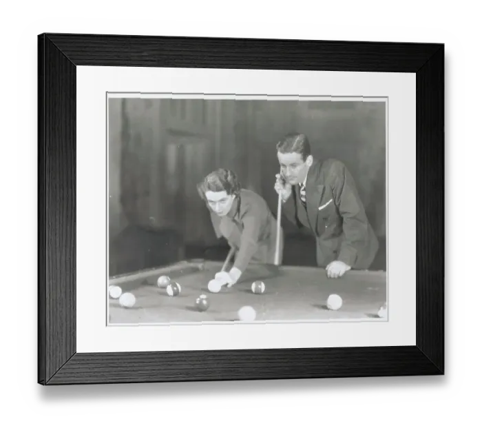 Framed Print : Mr. and Mrs. Thomas Carnegie Jr. Playing Pool