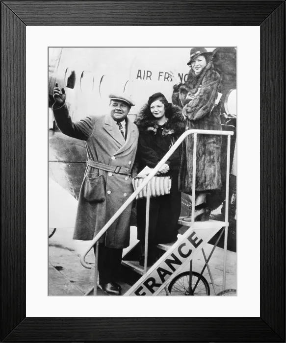 Framed Print : Babe Ruth Waving Alongside Family After Traveling Framed Print : Babe Ruth Waving Alongside Family After Traveling