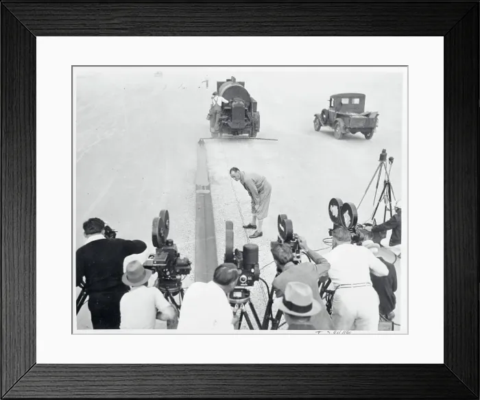Framed Print : Racer Malcolm Campbell Examining Racing Guideline Framed Print : Racer Malcolm Campbell Examining Racing Guideline