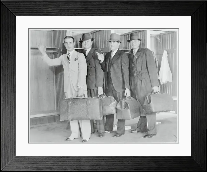 Framed Print : Baseball Greats Traveling With Their Luggage