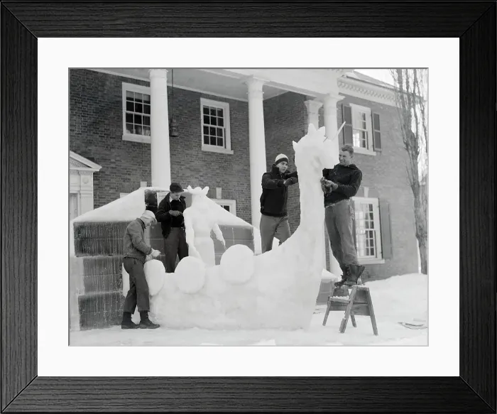Framed Print : Students Building a Snow Sculpture Framed Print : Students Building a Snow Sculpture