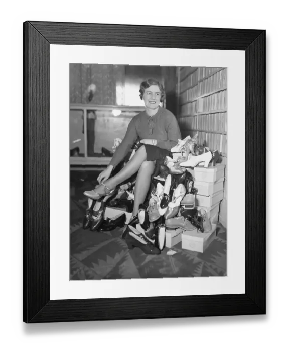 Framed Print : Ethel Eckblom Trying on Shoes Framed Print : Ethel Eckblom Trying on Shoes