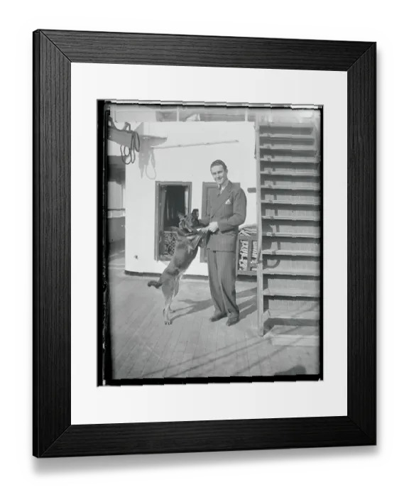 Framed Print : Boxer Jack Doyle Having Fun With His Dog Framed Print : Boxer Jack Doyle Having Fun With His Dog