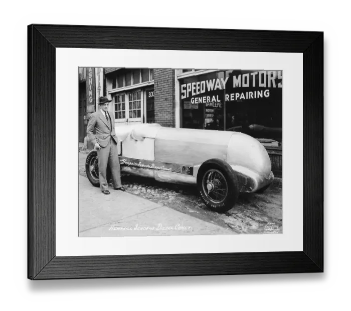 Framed Print : Dale Evans with Hands in Pockets and Near Race Car Framed Print : Dale Evans with Hands in Pockets and Near Race Car