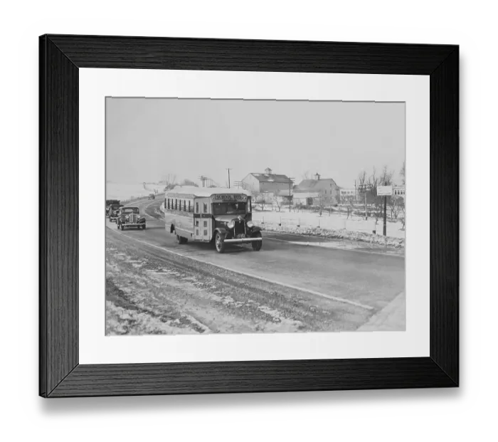 Framed Print : Bus Transporting Lindbergh Kidnapping Jury Framed Print : Bus Transporting Lindbergh Kidnapping Jury