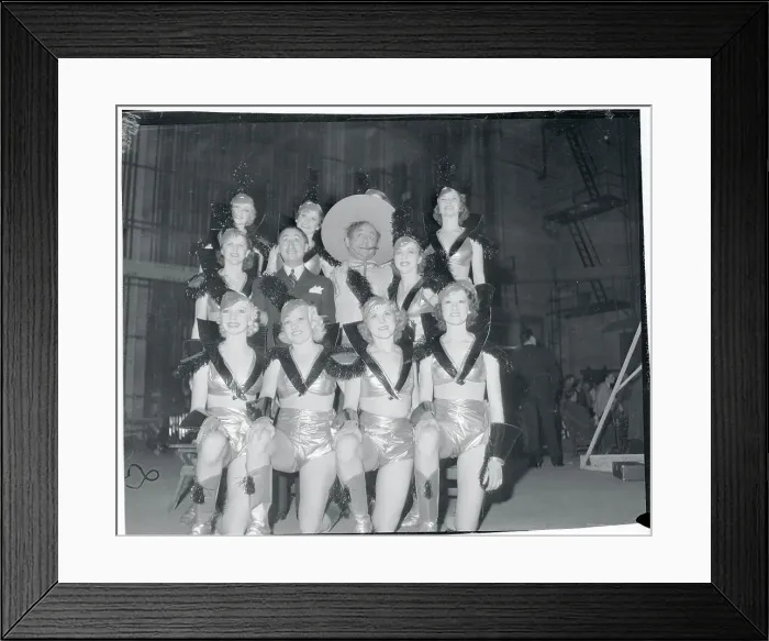 Framed Print : Benny Rubin and Leo Carrillo Standing With Chorus Girls Framed Print : Benny Rubin and Leo Carrillo Standing With Chorus Girls