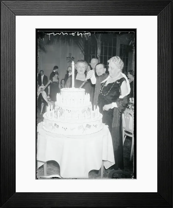 Framed Print : Franklin D. Roosevelt's Mother Cutting Cake at Reception Framed Print : Franklin D. Roosevelt's Mother Cutting Cake at Reception
