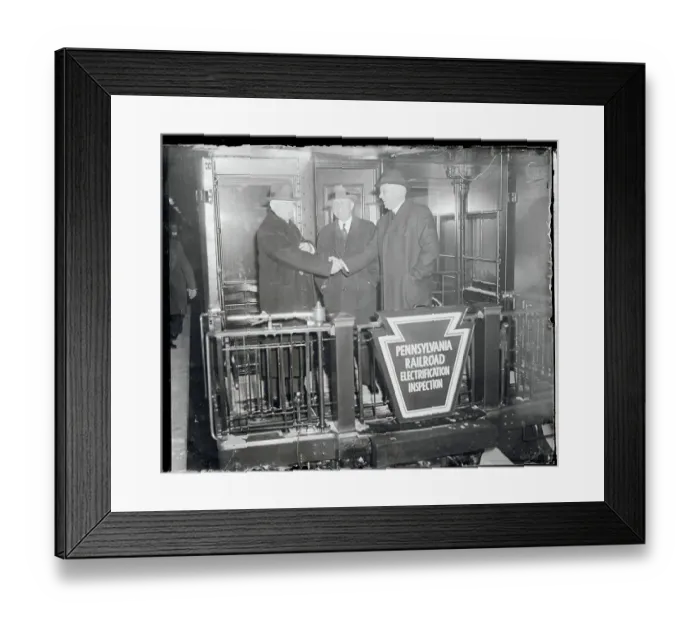 Framed Print : Railroad Executives Shaking Hands With Mayor of Baltimore M. W. Clement Framed Print : Railroad Executives Shaking Hands With Mayor of Baltimore M. W. Clement