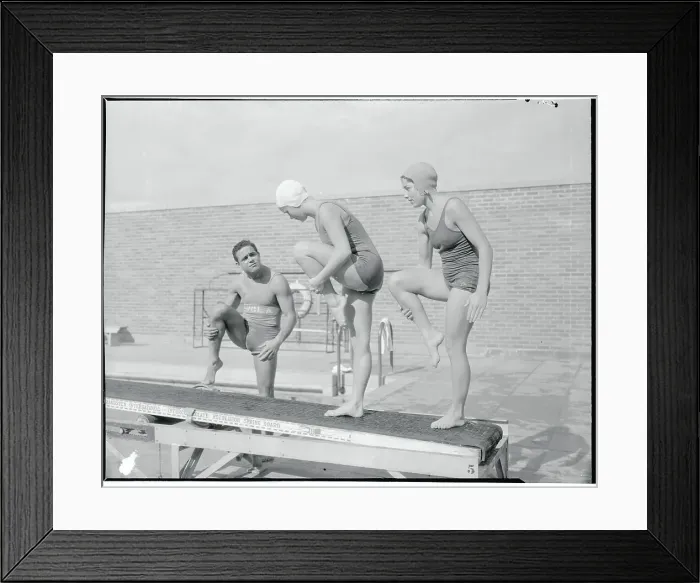 Framed Print : Young Swimmers by Swimming Pool Framed Print : Young Swimmers by Swimming Pool