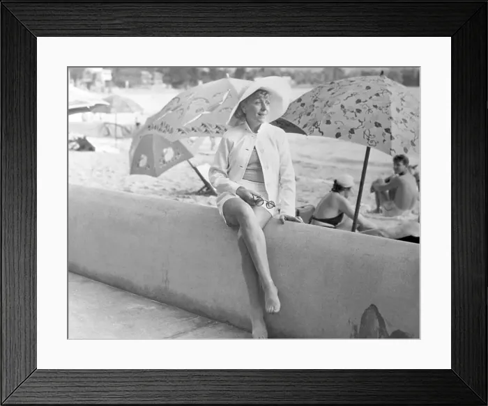 Framed Print : Vicki Baum Sitting on a Sea Wall Framed Print : Vicki Baum Sitting on a Sea Wall