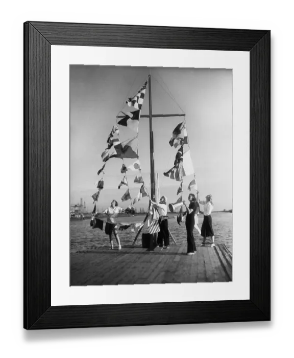 Framed Print : Girls Learning International Code Signal Flag Language Framed Print : Girls Learning International Code Signal Flag Language