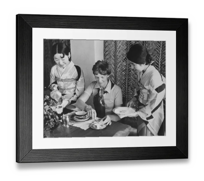 Framed Print : Amelia Earhart Having Tea Framed Print : Amelia Earhart Having Tea