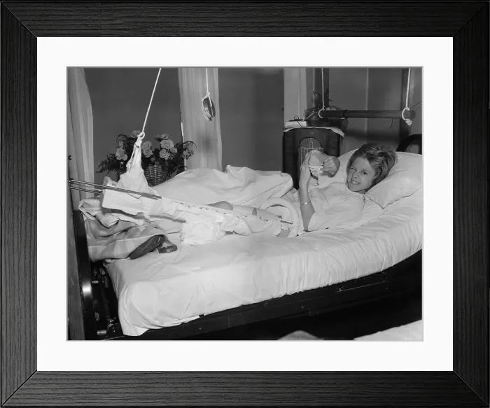 Framed Print : Mickey Rooney in Hospital Bed with Broken Leg Framed Print : Mickey Rooney in Hospital Bed with Broken Leg