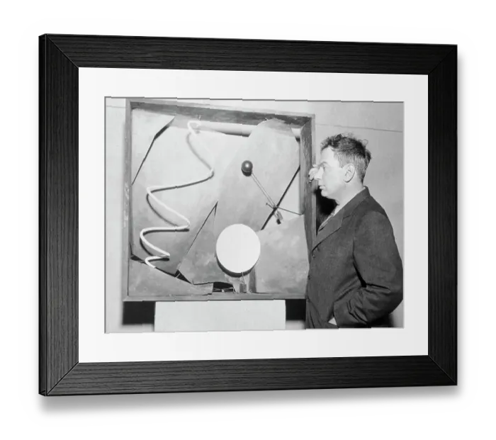 Framed Print : Alexander Calder Showing his Piece Black Frame Framed Print : Alexander Calder Showing his Piece Black Frame
