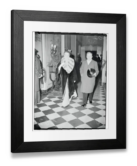 Framed Print : Mr. and Mrs. Harold Ickes Walking Into Franklin Roosevelt Dinner Party Framed Print : Mr. and Mrs. Harold Ickes Walking Into Franklin Roosevelt Dinner Party