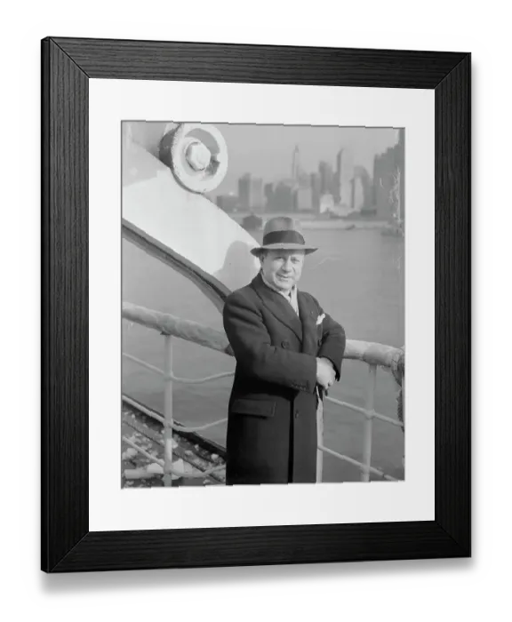 Framed Print : Violinist Mischa Elman Standing on Ship Deck