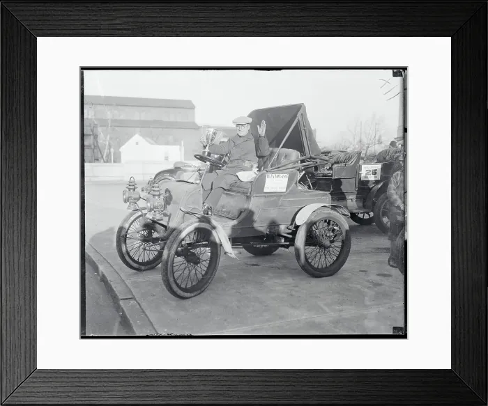 Framed Print : Fred Parson Driving His Winston Car Framed Print : Fred Parson Driving His Winston Car