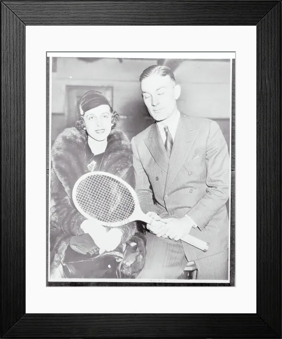 Framed Print : George Lott Jr. Posing With His Fiance and Holding Tennis Racket Framed Print : George Lott Jr. Posing With His Fiance and Holding Tennis Racket