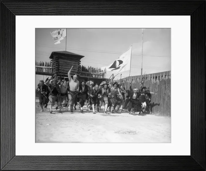 Framed Print : Members of Pirate Club Outside Clubhouse Framed Print : Members of Pirate Club Outside Clubhouse